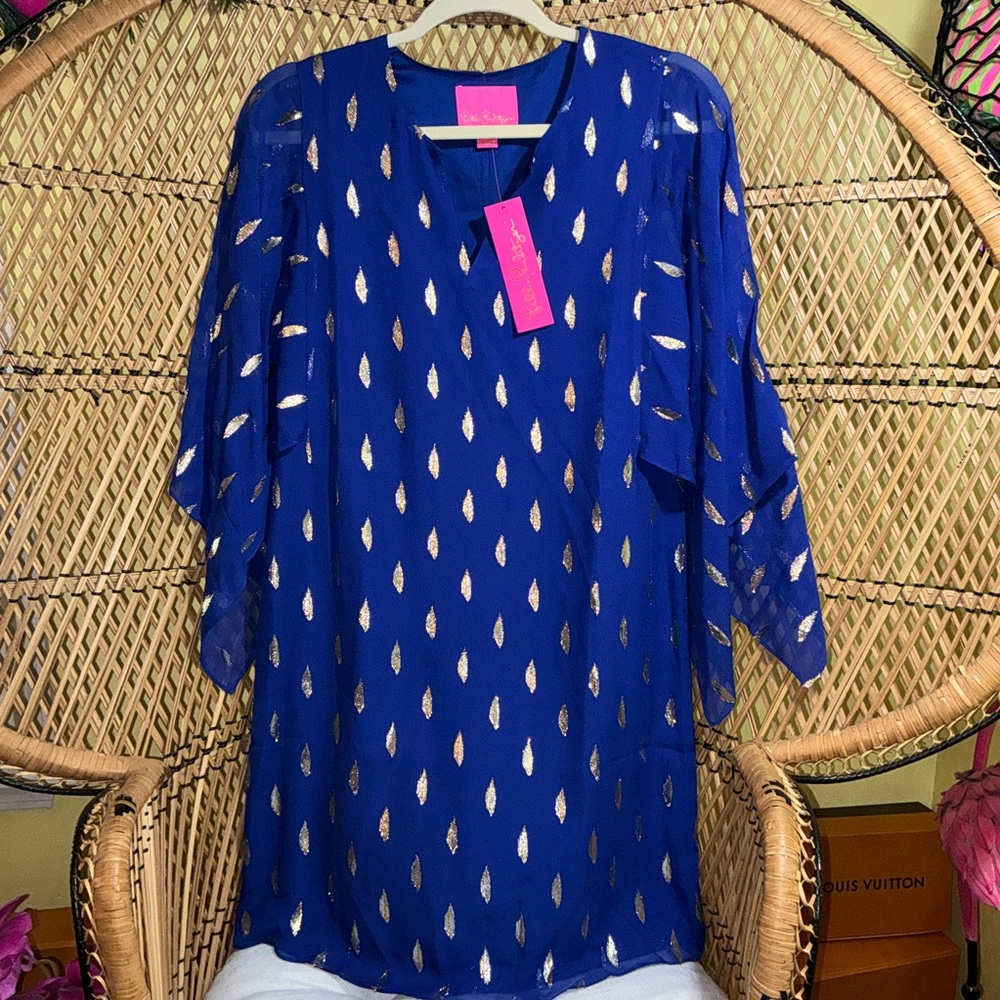 Lilly Pulitzer NWT Shalynn Silk Caftan Lapis Lazuli Diamond Size 00